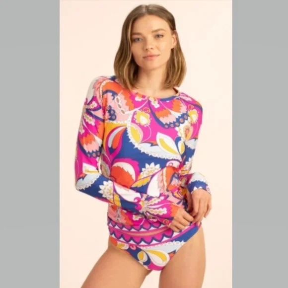 Trina Turk Sevilla Swim Shirt Long Sleeve ,3 pc set SIZE 10 - Picture 1 of 6